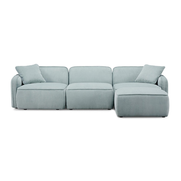 TOV Furniture Travie Modular Sectional - Retro Corduroy Velvet Comfort with Flexible Layouts for Modern Living Sea Blue TOV-L69183