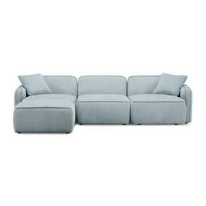 TOV Furniture Travie Modular Sectional - Retro Corduroy Velvet Comfort with Flexible Layouts for Modern Living Sea Blue TOV-L69183