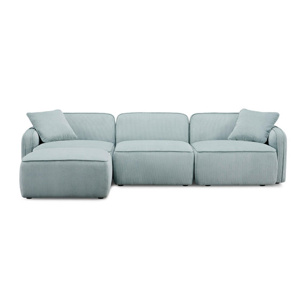 TOV Furniture Travie Modular Sectional - Retro Corduroy Velvet Comfort with Flexible Layouts for Modern Living Sea Blue TOV-L69183