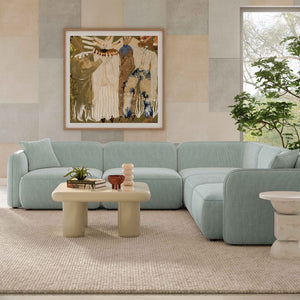 TOV Furniture Travie Modular L-Sectional Sofa: Retro-Inspired, Liquid-Repellent Corduroy for Ultimate Comfort Sea Blue TOV-L69184