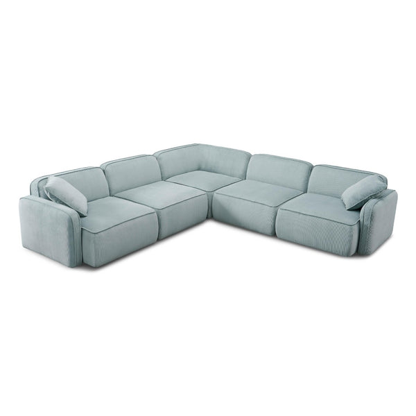 TOV Furniture Travie Modular L-Sectional Sofa: Retro-Inspired, Liquid-Repellent Corduroy for Ultimate Comfort Sea Blue TOV-L69184