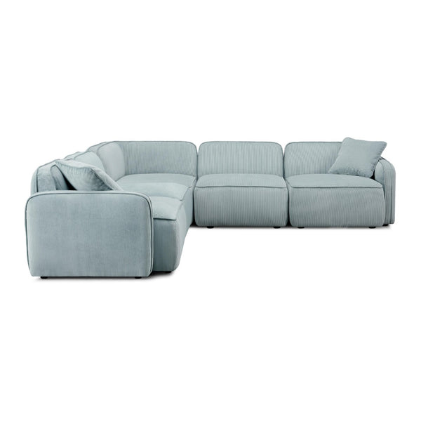 TOV Furniture Travie Modular L-Sectional Sofa: Retro-Inspired, Liquid-Repellent Corduroy for Ultimate Comfort Sea Blue TOV-L69184