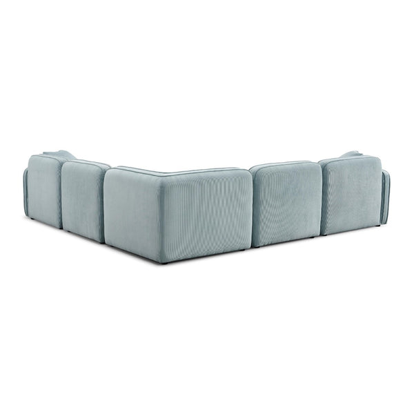 TOV Furniture Travie Modular L-Sectional Sofa: Retro-Inspired, Liquid-Repellent Corduroy for Ultimate Comfort Sea Blue TOV-L69184