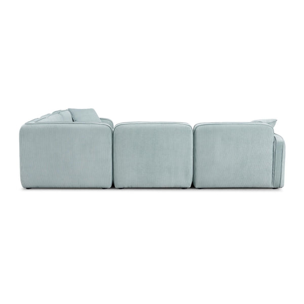 TOV Furniture Travie Modular L-Sectional Sofa: Retro-Inspired, Liquid-Repellent Corduroy for Ultimate Comfort Sea Blue TOV-L69184