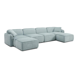 TOV Furniture Travie Modular U-Sectional Sofa with Performance Corduroy Velvet for Stylish, Flexible Comfort Sea Blue TOV-L69185