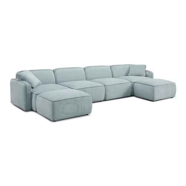 TOV Furniture Travie Modular U-Sectional Sofa with Performance Corduroy Velvet for Stylish, Flexible Comfort Sea Blue TOV-L69185