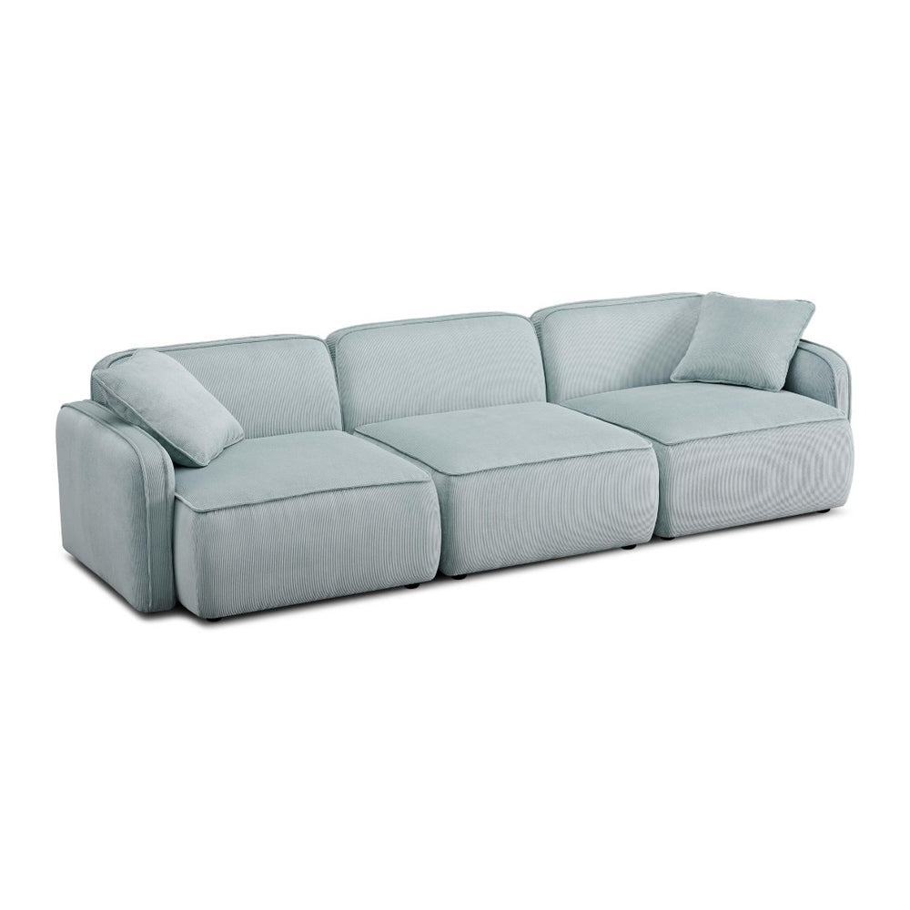 TOV Furniture Travie Modular Sectional Sofa - Retro-Inspired Corduroy Velvet with Upcycled Linen for Modern Comfort Sea Blue TOV-L69186