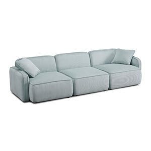 TOV Furniture Travie Modular Sectional Sofa - Retro-Inspired Corduroy Velvet with Upcycled Linen for Modern Comfort Sea Blue TOV-L69186