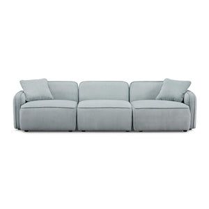 TOV Furniture Travie Modular Sectional Sofa - Retro-Inspired Corduroy Velvet with Upcycled Linen for Modern Comfort Sea Blue TOV-L69186
