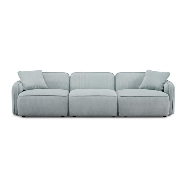 TOV Furniture Travie Modular Sectional Sofa - Retro-Inspired Corduroy Velvet with Upcycled Linen for Modern Comfort Sea Blue TOV-L69186