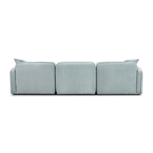 TOV Furniture Travie Modular Sectional Sofa - Retro-Inspired Corduroy Velvet with Upcycled Linen for Modern Comfort Sea Blue TOV-L69186