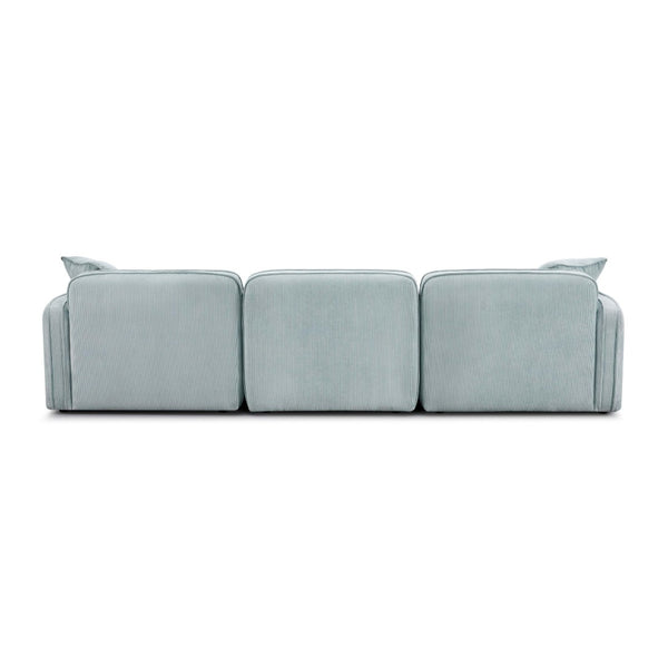 TOV Furniture Travie Modular Sectional Sofa - Retro-Inspired Corduroy Velvet with Upcycled Linen for Modern Comfort Sea Blue TOV-L69186