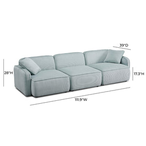 TOV Furniture Travie Modular Sectional Sofa - Retro-Inspired Corduroy Velvet with Upcycled Linen for Modern Comfort Sea Blue TOV-L69186