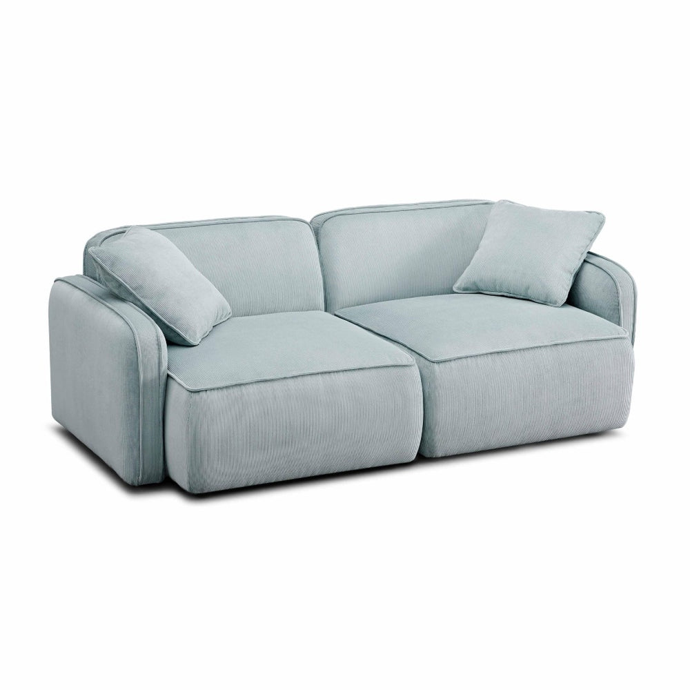 TOV Furniture Travie Modular Loveseat: Retro-Modern Performance Corduroy Velvet for Stylish, Comfortable Living Spaces Sea Blue TOV-L69187