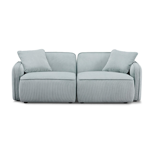 TOV Furniture Travie Modular Loveseat: Retro-Modern Performance Corduroy Velvet for Stylish, Comfortable Living Spaces Sea Blue TOV-L69187
