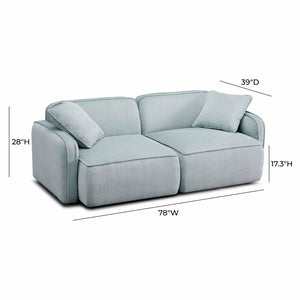 TOV Furniture Travie Modular Loveseat: Retro-Modern Performance Corduroy Velvet for Stylish, Comfortable Living Spaces Sea Blue TOV-L69187