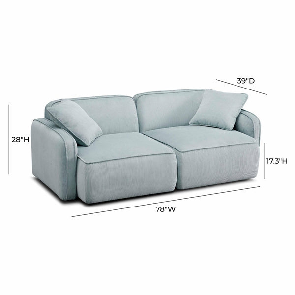 TOV Furniture Travie Modular Loveseat: Retro-Modern Performance Corduroy Velvet for Stylish, Comfortable Living Spaces Sea Blue TOV-L69187