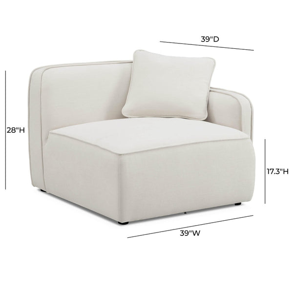 TOV Furniture Travie Sand Eco-Friendly RAF Corner Chair - Plush Comfort, Modular Design & Retro Charm for Your Space TOV-L69201