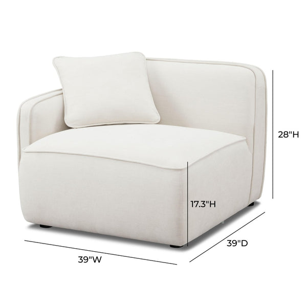 TOV Furniture Travie Sand Upcycled Linen LAF Corner Chair - Eco-Friendly Comfort for Modern & Retro Living Spaces TOV-L69202