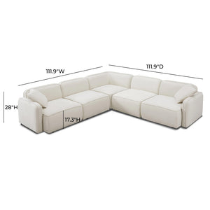 TOV Furniture Travie 5-Piece Modular L-Sectional in Upcycled Linen - Eco-Friendly Comfort & Retro Charm for Your Home TOV-L69207