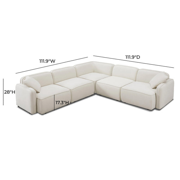 TOV Furniture Travie 5-Piece Modular L-Sectional in Upcycled Linen - Eco-Friendly Comfort & Retro Charm for Your Home TOV-L69207
