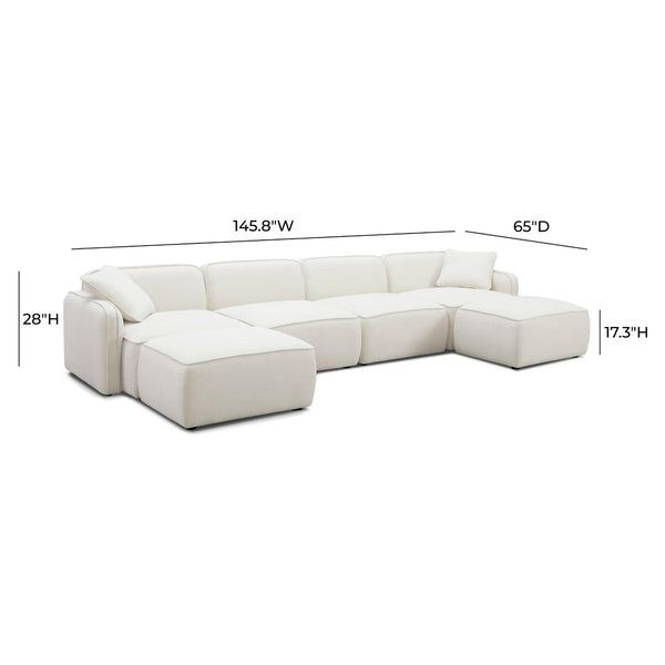 TOV Furniture Travie 6-Piece Modular U-Sectional Sofa in Upcycled Linen - Eco-Friendly Comfort for Any Space TOV-L69208