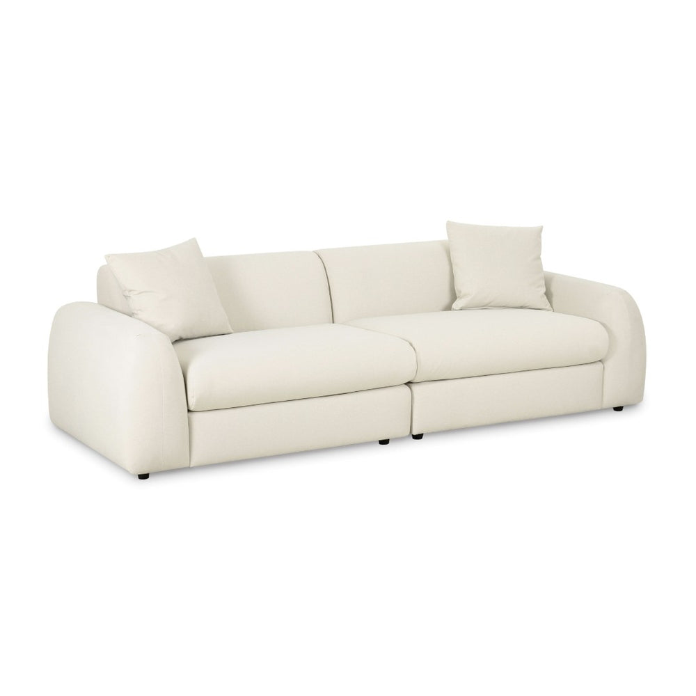 TOV Furniture Kourtney 100" Cream Faux Mohair Sofa - Elegant, Deep Seating with Relaxed Pillows for Modern Living TOV-L69213