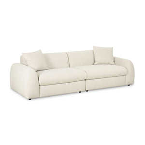 TOV Furniture Kourtney 100" Cream Faux Mohair Sofa - Elegant, Deep Seating with Relaxed Pillows for Modern Living TOV-L69213