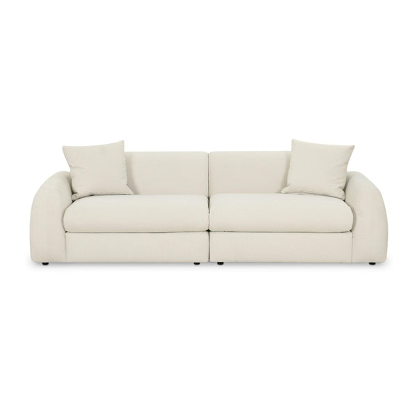 TOV Furniture Kourtney 100" Cream Faux Mohair Sofa - Elegant, Deep Seating with Relaxed Pillows for Modern Living TOV-L69213