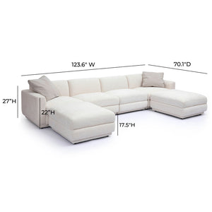 TOV Furniture Perry 6-Piece Cozy Cream Chenille Modular U-Sectional with Smart Wedge Corner for Family Living TOV-L69219-SEC1