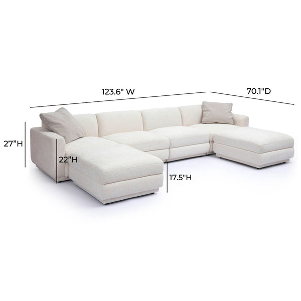 TOV Furniture Perry 6-Piece Cozy Cream Chenille Modular U-Sectional with Smart Wedge Corner for Family Living TOV-L69219-SEC1