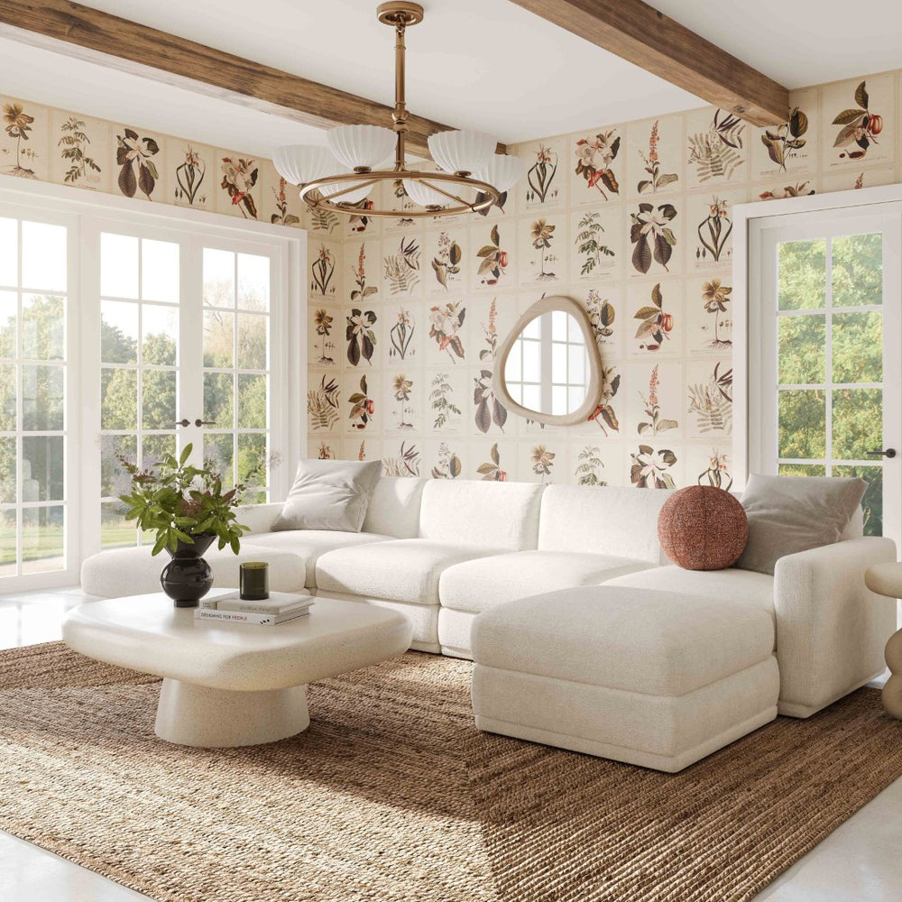 TOV Furniture Perry 6-Piece Cozy Cream Chenille Modular U-Sectional with Smart Wedge Corner for Family Living TOV-L69219-SEC1