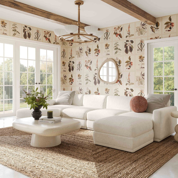 TOV Furniture Perry 6-Piece Cozy Cream Chenille Modular U-Sectional with Smart Wedge Corner for Family Living TOV-L69219-SEC1