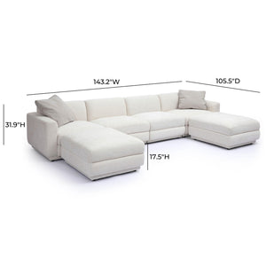 TOV Furniture Perry 6-Piece Cozy Cream Chenille Modular U-Sectional with Smart Wedge Corner for Family Living TOV-L69219-SEC1