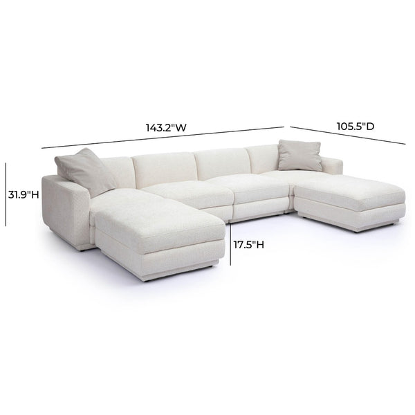 TOV Furniture Perry 6-Piece Cozy Cream Chenille Modular U-Sectional with Smart Wedge Corner for Family Living TOV-L69219-SEC1