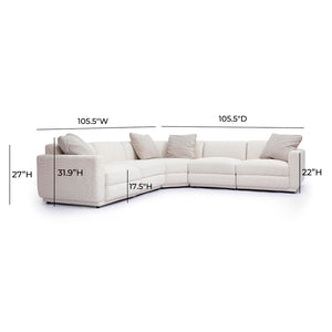 TOV Furniture Perry 5-Piece Cream Chenille Modular L-Sectional Sofa for Cozy Family Living & Stylish Comfort TOV-L69219-SEC4