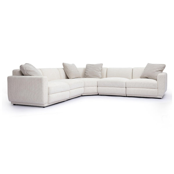 TOV Furniture Perry 5-Piece Cream Chenille Modular L-Sectional Sofa for Cozy Family Living & Stylish Comfort TOV-L69219-SEC4