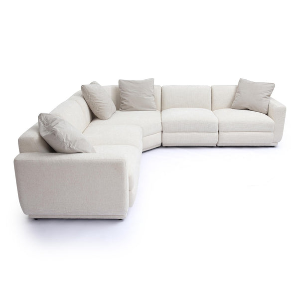 TOV Furniture Perry 5-Piece Cream Chenille Modular L-Sectional Sofa for Cozy Family Living & Stylish Comfort TOV-L69219-SEC4