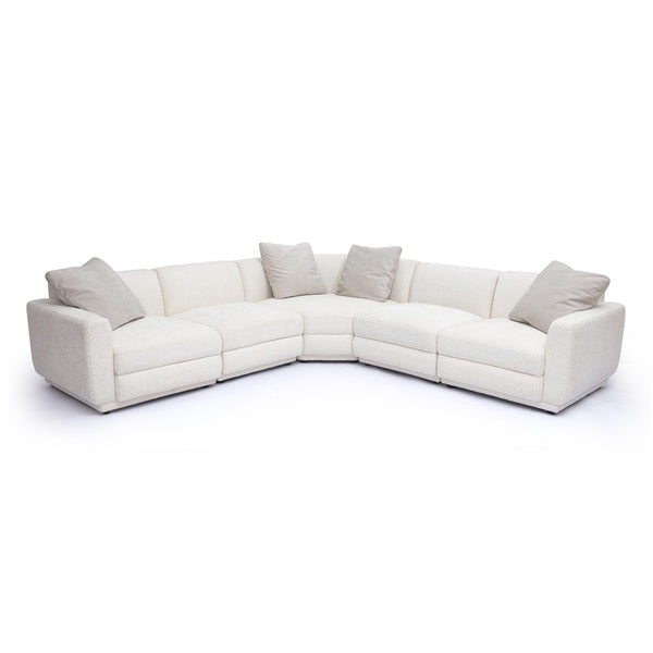 TOV Furniture Perry 5-Piece Cream Chenille Modular L-Sectional Sofa for Cozy Family Living & Stylish Comfort TOV-L69219-SEC4