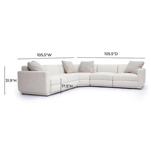 TOV Furniture Perry 5-Piece Cream Chenille Modular L-Sectional Sofa for Cozy Family Living & Stylish Comfort TOV-L69219-SEC4