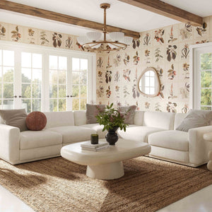 TOV Furniture Perry 5-Piece Cream Chenille Modular L-Sectional Sofa for Cozy Family Living & Stylish Comfort TOV-L69219-SEC4