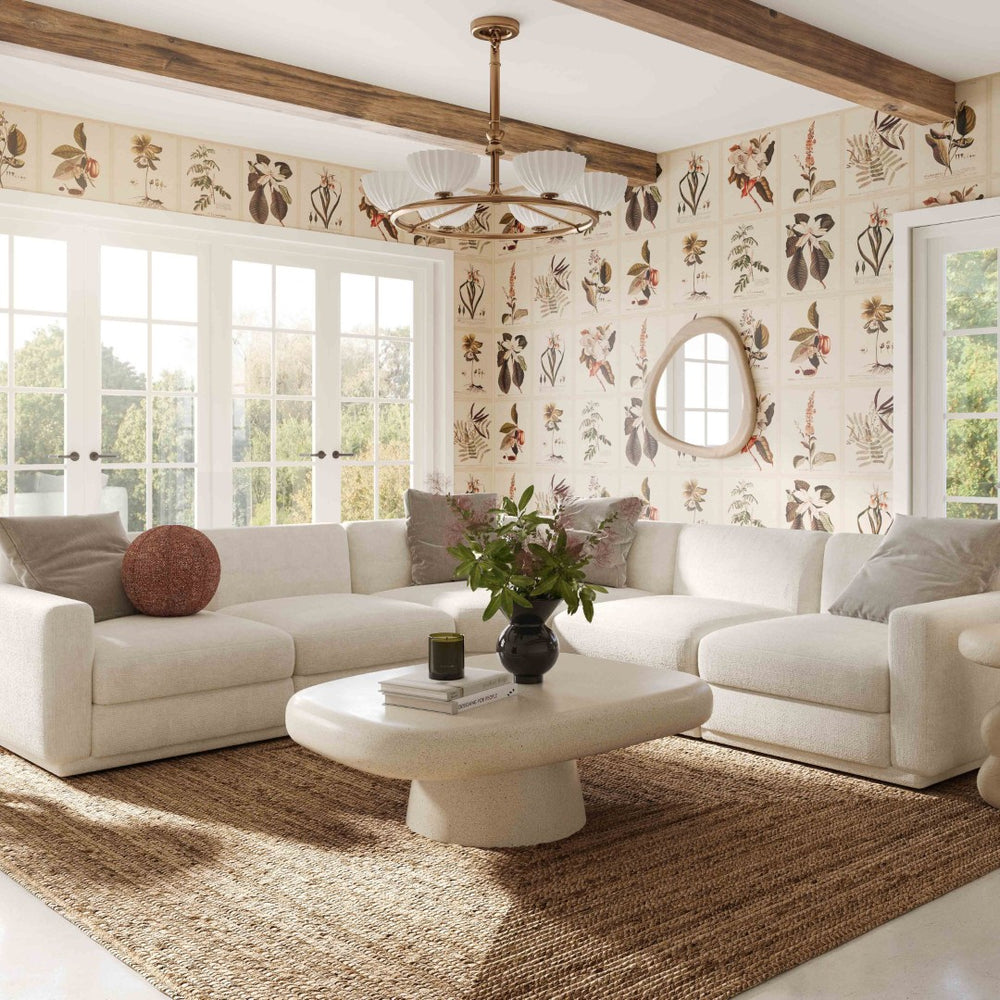 TOV Furniture Perry 124" Cream Chenille Modular Long Sofa - Stylish, Comfortable Sectional for Modern Living Spaces TOV-L69220-SO1