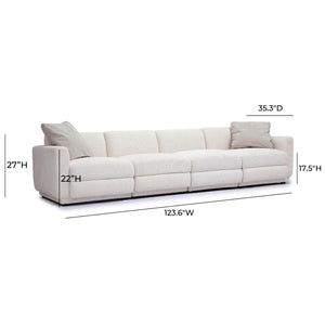TOV Furniture Perry 124" Cream Chenille Modular Long Sofa - Stylish, Comfortable Sectional for Modern Living Spaces TOV-L69220-SO1