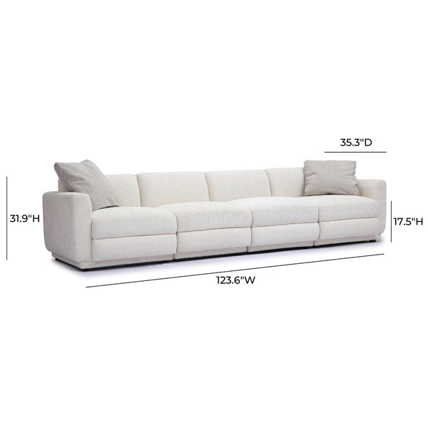 TOV Furniture Perry 124" Cream Chenille Modular Long Sofa - Stylish, Comfortable Sectional for Modern Living Spaces TOV-L69220-SO1