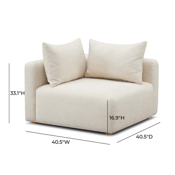 TOV Furniture Hangover Modular Corner Chair - Handcrafted Textured Seating for Stylish and Customizable Living Spaces Cream TOV-L69242-C