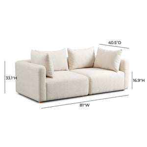 TOV Furniture Hangover 81" Modular Loveseat - Stylish Comfort with Heavy Textured Fabric for Modern Living Spaces Cream TOV-L69242-LO
