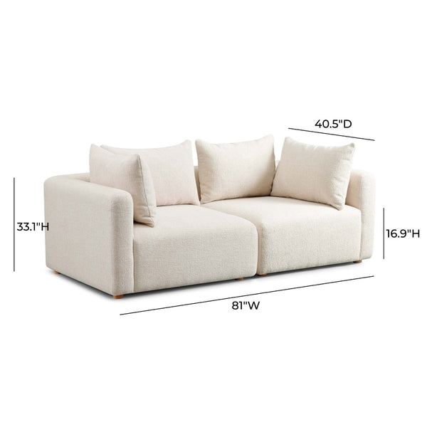 TOV Furniture Hangover 81" Modular Loveseat - Stylish Comfort with Heavy Textured Fabric for Modern Living Spaces Cream TOV-L69242-LO