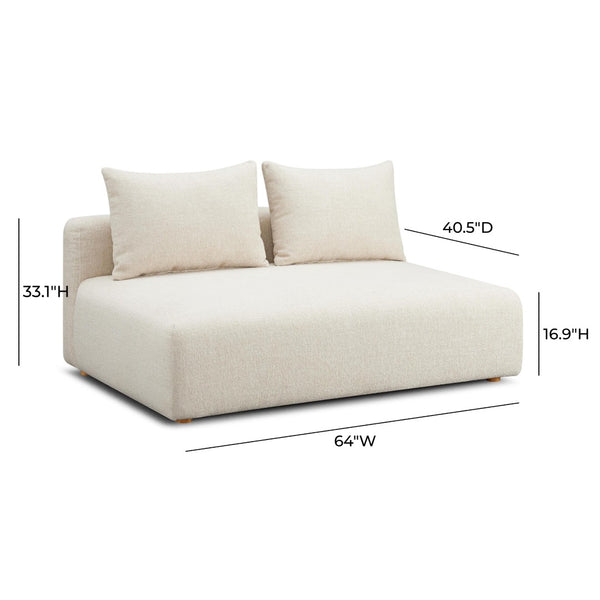 TOV Furniture Hangover 64" Modular Loveseat - Stylish Heavy Textured Fabric for Comfortable, Versatile Living Spaces Cream TOV-L69242-LS