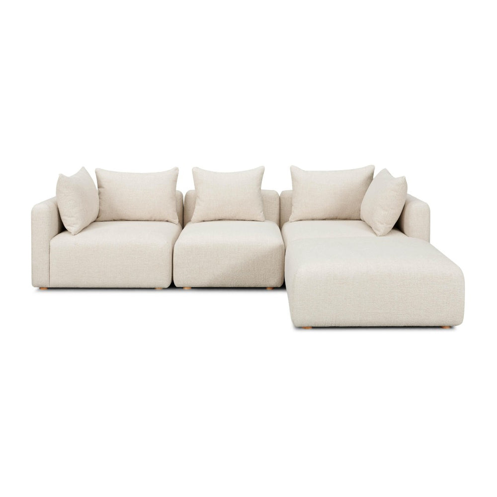 TOV Furniture Hangover 4-Piece Modular Sectional: Stylish Heavy Textured Fabric for Customizable Comfort & Modern Living Cream TOV-L69242-SEC