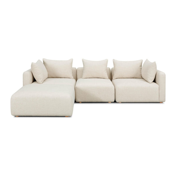 TOV Furniture Hangover 4-Piece Modular Sectional: Stylish Heavy Textured Fabric for Customizable Comfort & Modern Living Cream TOV-L69242-SEC